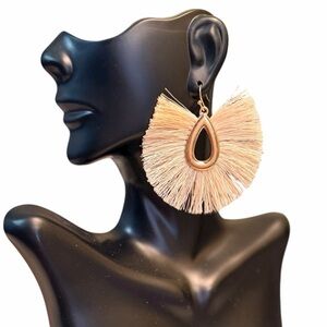 Elegant Gold and Cream Fringe Earrings